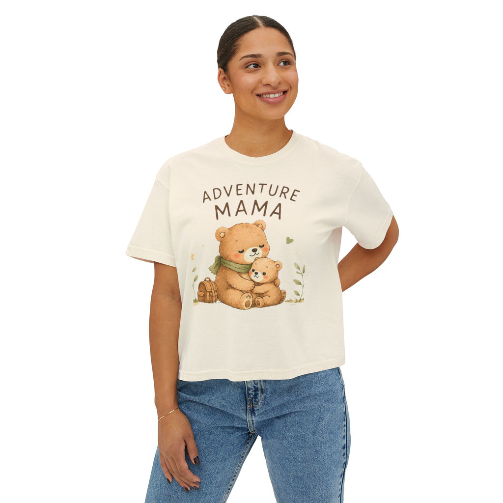 Adventure Mama Tee — Cute Bear Mama Graphic Women's Boxy Tee