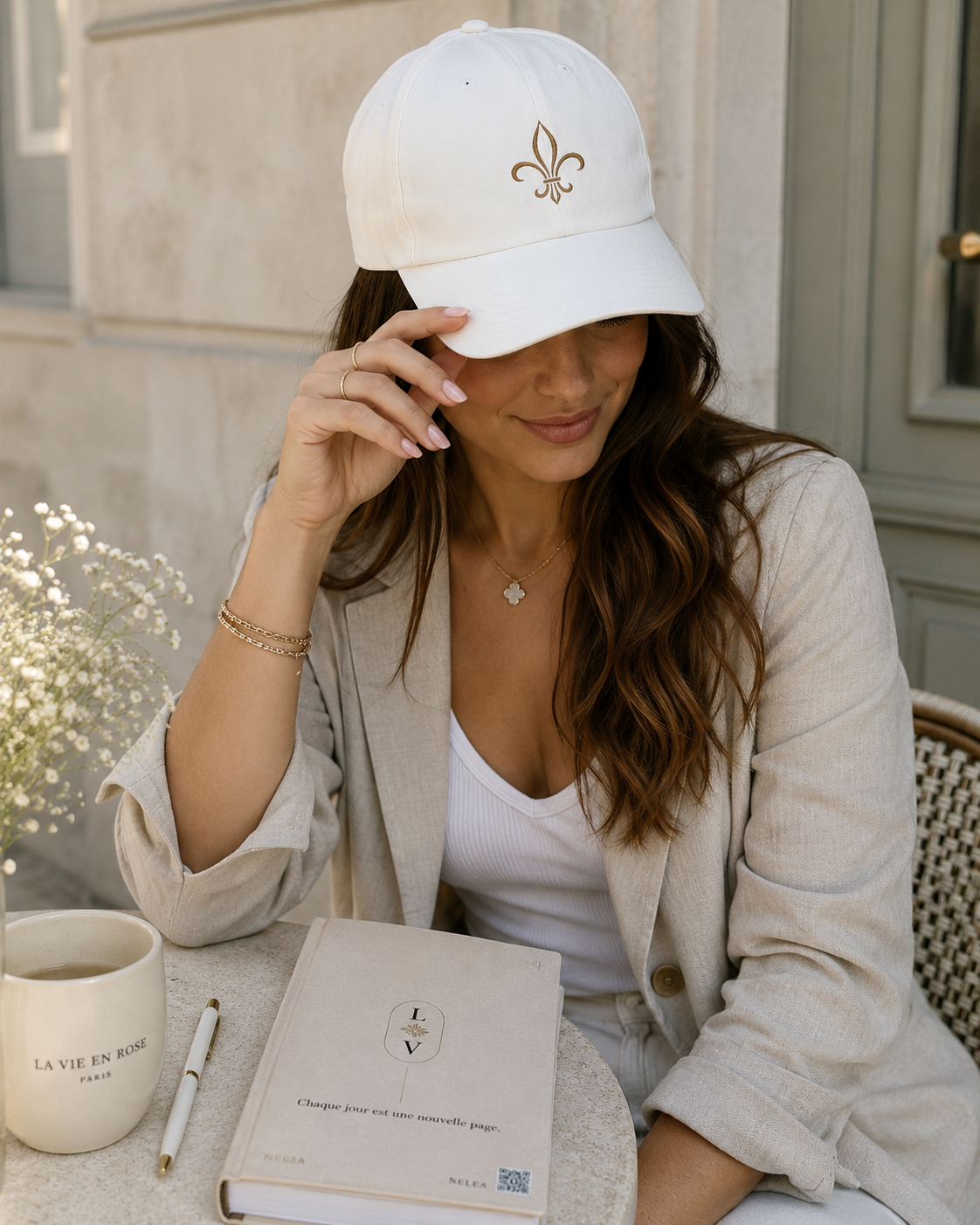 Fleur-de-Lis Embroidered Flat Bill Cap — Classic French Crest Snapback
