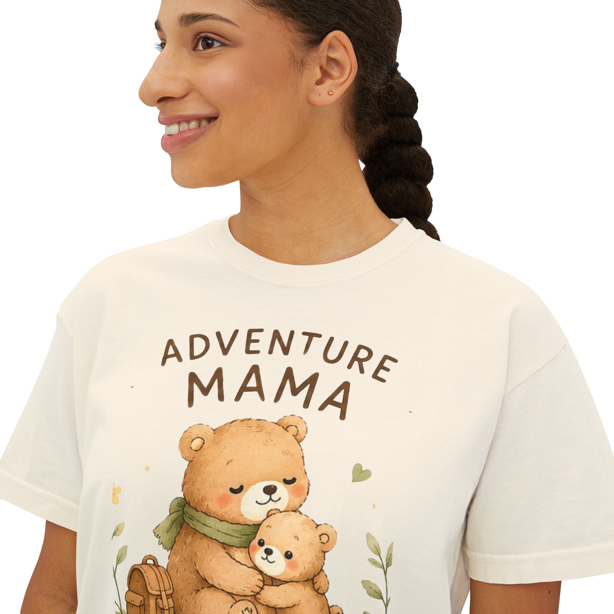 Adventure Mama Tee — Cute Bear Mama Graphic Women's Boxy Tee