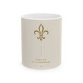 French Fleur-de-Lis Ceramic Mug — "Chaque jour est une nouvelle page" Inspirational Coffee Cup