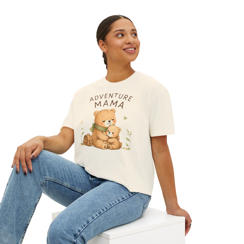 Adventure Mama Tee — Cute Bear Mama Graphic Women's Boxy Tee
