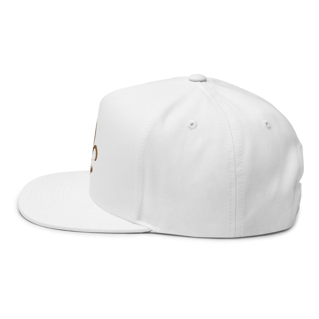 Fleur-de-Lis Embroidered Flat Bill Cap — Classic French Crest Snapback