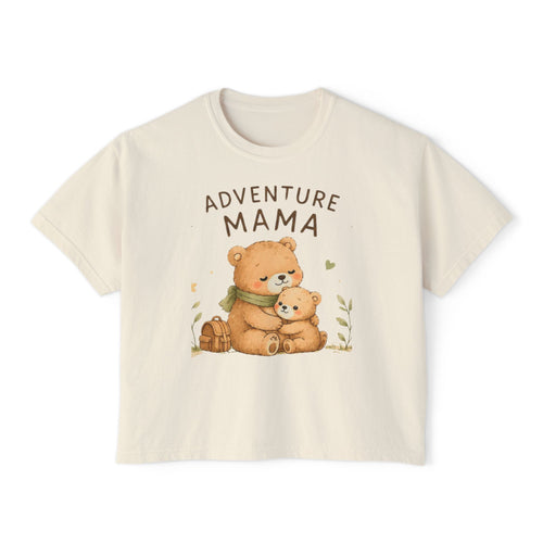 Adventure Mama Tee — Cute Bear Mama Graphic Women's Boxy Tee